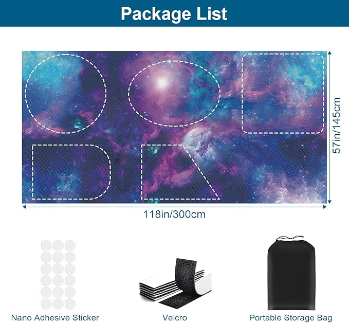 100% Blackout Curtains for Bedroom, Portable DIY Window Blinds, No Drill Window Shades & Blackout Blinds with Stickers & Tabs for Travel, Dorm Room, Media Room (Starry Sky, 118" x 57")