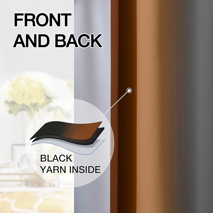 SimpleHome Ombre Room Darkening Curtains 84 inches Length for Bedroom,Grommet Gradient Light Blocking Burnt Orange and Black Gradient Window Curtains for Living Room,2 Panels, 52x84 inches