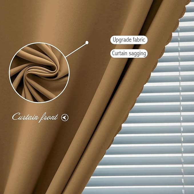 Self Adhesive Curtains, Stick Curtain Blackout Shades Window Cover Curtains for Living Room No Drilling, 59" W X 84" L, Brown, 1 Panel