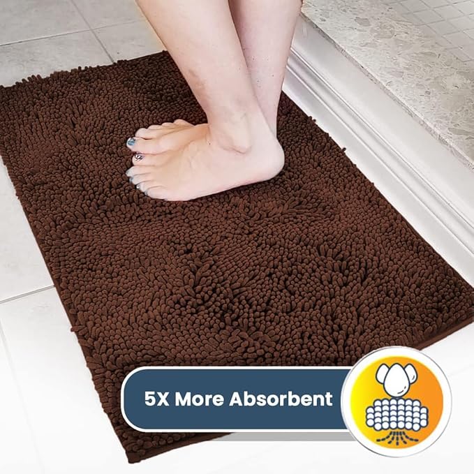 Muddy Mat® | Super Absorbent Door Mat Indoor, Microfiber Quick Dry Chenille Entryway Rug, Non-Slip Front Door Mat, Indoor Mats for Entryway, Machine Washable Pet Rug, Brown 24"x120"