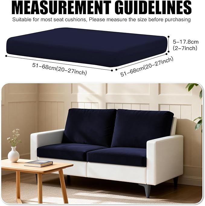 4Pcs Outdoor Cushion Covers, Patio Cushion Covers,Stretch Elastic Slipcovers, Replacement Washable & Reusable Furniture Protector for Patio Couch (Navy,Cover Only)