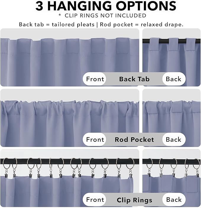 Deconovo Short Blackout Curtains for Small Windows Thermal Insulated Rod Pocket and Back Tab Curtains 42Wx45L Inch Light Purple 2 Panels
