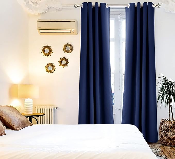 BGment Blackout Curtains for Bedroom - Grommet Thermal Insulated Room Darkening Curtains for Living Room, Set of 2 Panels, Each 55 x 96 Inch, Navy Blue