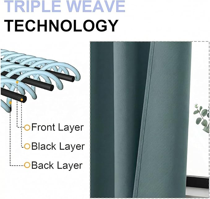 Simplebrand Blackout Extra 10ft Curtains for Patio 120 Inches Long 2 Panels Set, Solid Thermal Insulated Energy Saving Rod Pocket Window Treatment Curtains Blackout Drapes, 50" Wx120 L, Dark Green
