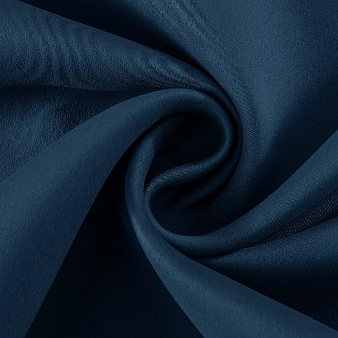 Joydeco Blackout Curtains 63 Inch Length 2 Panels Set, Thermal Insulated Long Curtains& Drapes 2 Burg, Room Darkening Grommet Drapes for Living Room Bedroom Window (W52 x L63 Inch, Navy Blue)