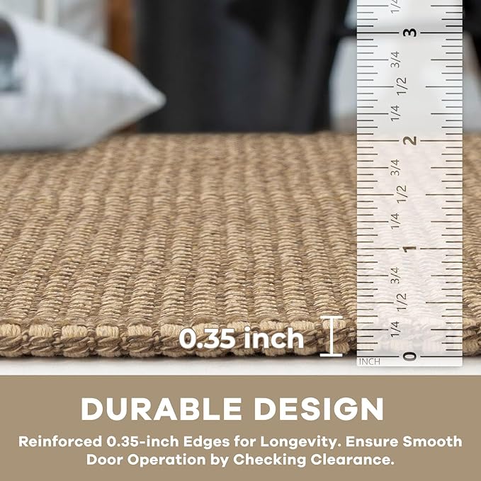 KOZYFLY Indoor Door Mat 2x3 ft Small Area Rugs Washable Front Door Mat Non Slip Rubber Backed Entryway Rug Cotton Entrance Doormat for Front Porch Bathroom Kitchen Bedroom, Tan/Orange/Brown