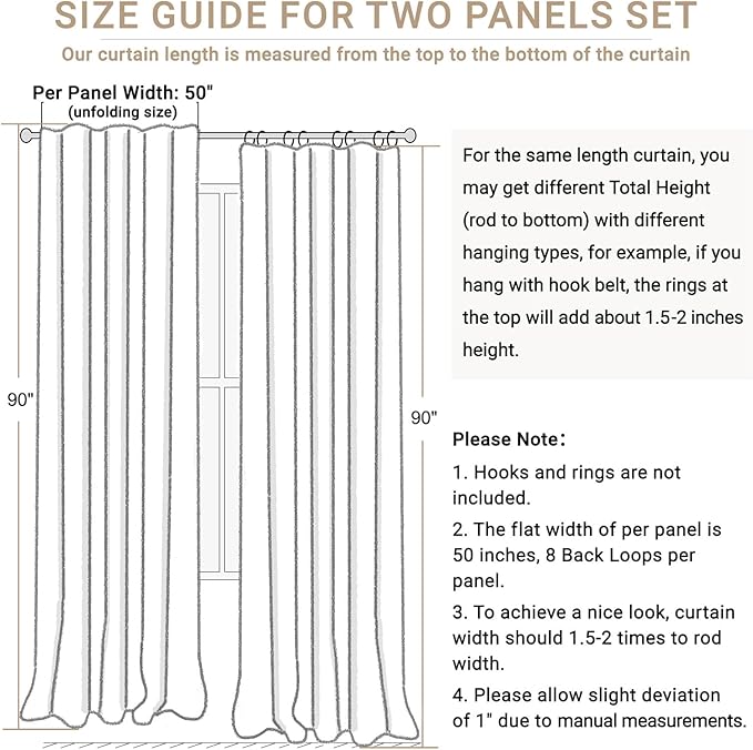 100% Blackout Shield Soft Pink Linen Blackout Curtains for Bedroom 90 Inches Long, Back Tab/Rod Pocket Living Room Drapes, Thermal Insulated Blackout Curtains 2 Panels Set, 50" W x 90" L
