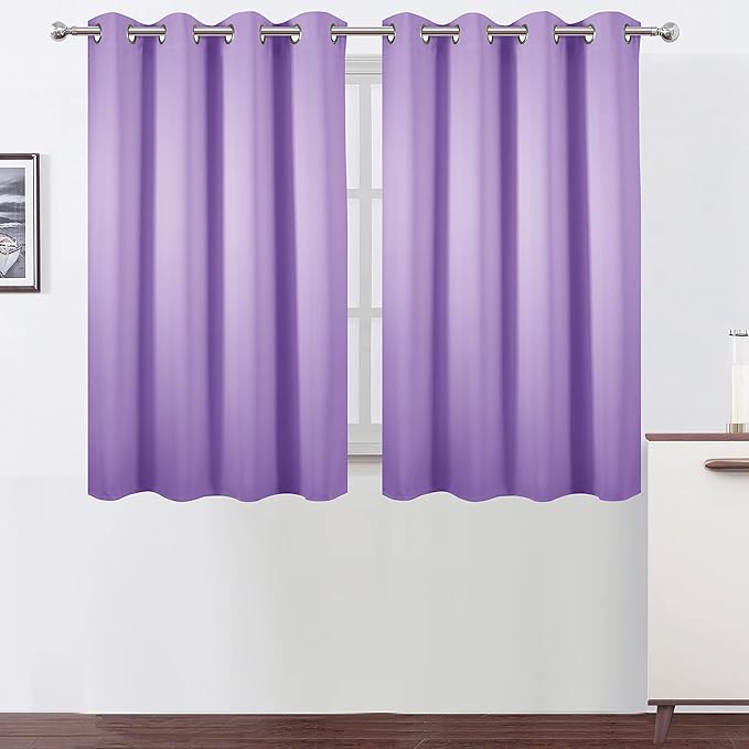 LEMOMO Lavender Blackout Curtains 52 x 54 Inch Length/Set of 2 Curtain Panels/Thermal Insulated Room Darkening Blackout Curtains for Bedroom