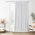 Guken White 100% Blackout Linen Curtains 70 Inch Wide by 96 Inch for Living Room Bedroom Back Tab Thermal Insulated Black Out 1 Drapes Room Darkening Window Curtains,1 Panel