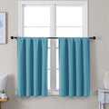 Simplebrand Ava Turquoise Short 36 Inches Blackout Curtain 2 Panels Set, Half Window Rod Pocket Privacy Curtain Tiers for Kitchen, Curtains Blackout for Bathroom Shades, W40 x L36 Inch, Turquoise
