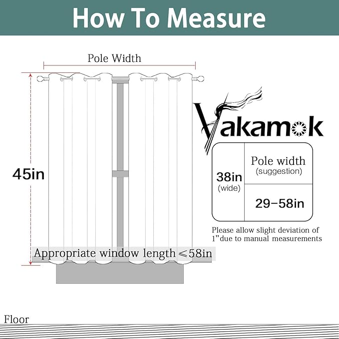 Yakamok Room Darking Curtains for Bedroom, Light Blocking Drapes Room Darkening Thermal Insulated Solid Grommet Panels for Living Room(38Wx45L, Greyish White, 2 Panels)