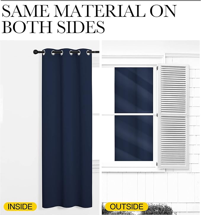 NICETOWN Bedroom Blackout Curtains Panels, 1 Pair, 55 inches by 94 Inch, Navy, Triple Weave Energy Saving Thermal Insulated Solid Grommet Blackout Draperies for Patio
