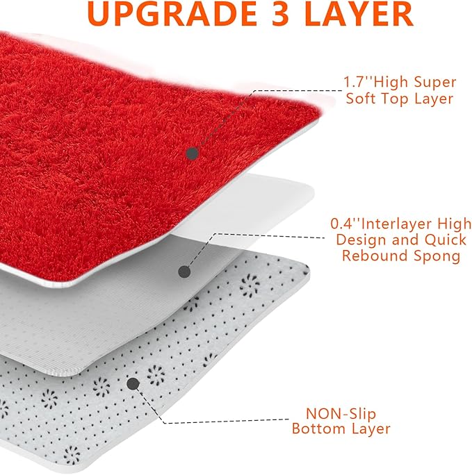 Red Shag Area Rugs for Bedroom Living Room,Ultra Soft Fluffy Christmas Area Rugs 5X8 for Dorm, Indoor Carpet Nursery Rugs for Kids Girls Room Home Decor