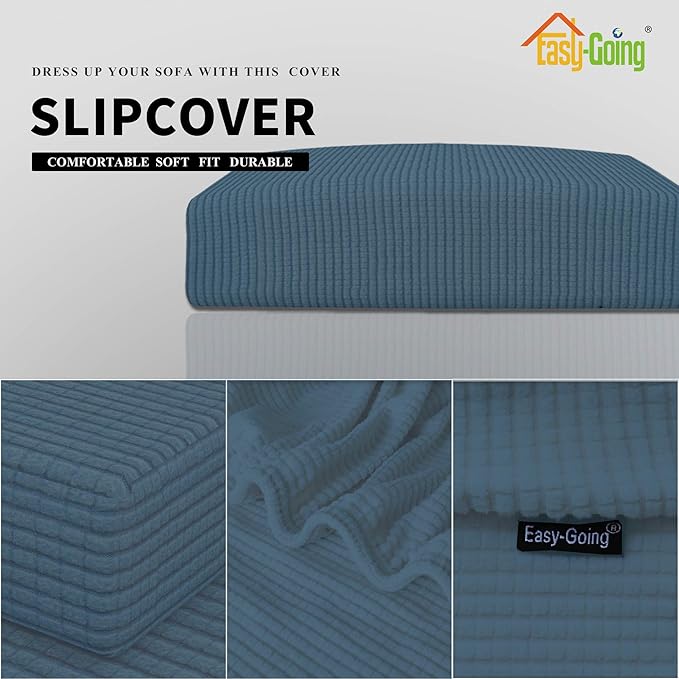 Easy-Going Stretch Chair Cushion Cover Sofa Cushion Furniture Protector Sofa Seat Sofa Slipcover Sofa Cover Soft Flexibility with Elastic Bottom(Chair Cushion, Bluestone)