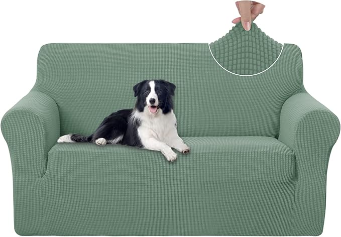 U-NICE HOME Loveseat Cover Stretch Couch Cover Sofa Cover Sofa Slipcover Furniture Protector for 2 Cushion Couch Sofa Pet Friendly(Loveseat, Cyan)