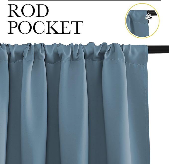 NICETOWN RV Blackout Curtains for Camper Windows, Smoky Blue, 29" Wide by 40" Long, 2 PCs, Short Blackout Curtains & Drapes, Thermal Insulated Blackout Curtain Panels for Kids Room, Play Room