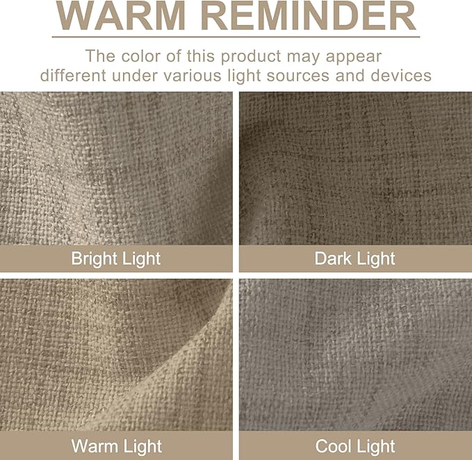 100% Blackout Shield Linen Blackout Curtains for Bedroom 63 Inches Long, Back Tab/Rod Pocket Living Room Drapes, Thermal Insulated Blackout Curtains 2 Panels Set, 50" W x 63" L, Faux Linen