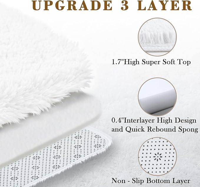 Rugs for Living Room 8x10, Alfombras para Salas Fluffy Shag Large Fuzzy Plush Soft Area Rug, Shaggy Carpets for Bedroom, Kids Boys Girls Home Decor Aesthetic(8 x 10, White)