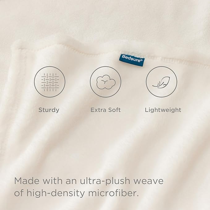 Bedsure GentleSoft Fleece Blankets Queen Size Cream - Mothers Birthday Gifts for Women Bed Blanket Soft Lightweight Plush Fuzzy Cozy Luxury Microfiber, 90x90 inches