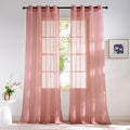 NICETOWN Living Room Coral Pink Sheer Curtains 96 inch Length, Grommet Airy Voile Sheer Drapes Casual Light Filtering Window Treatments for Girls Room, W54 x L96, 2 Panels
