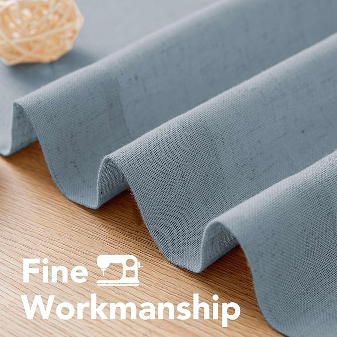 H.VERSAILTEX Living Room Linen Curtains Home Decorative Nickel Grommet Curtains Privacy Added Energy Saving Light Filtering Window Treatments Draperies for Bedroom, Stone Blue, 2 Panels, 52 x 63 Inch