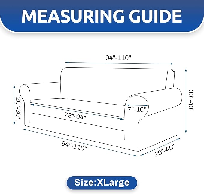 KEKUOU Stretch Oversized Sofa Slipcover 1 Piece Couch Sofa Cover (94"-110") Furniture Protector 4 Seater Sofa with Elastic Bottom for Kids,Pet.Jacquard Checked Pattern Fabric(X Large,Golden)