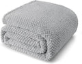 Whale Flotilla Twin Size Fuzzy Fleece Blanket for Bed, 60x80 Inch Fluffy Warm Soft Jacquard Blankets for All Season, Lightweight and Cozy, Light Grey
