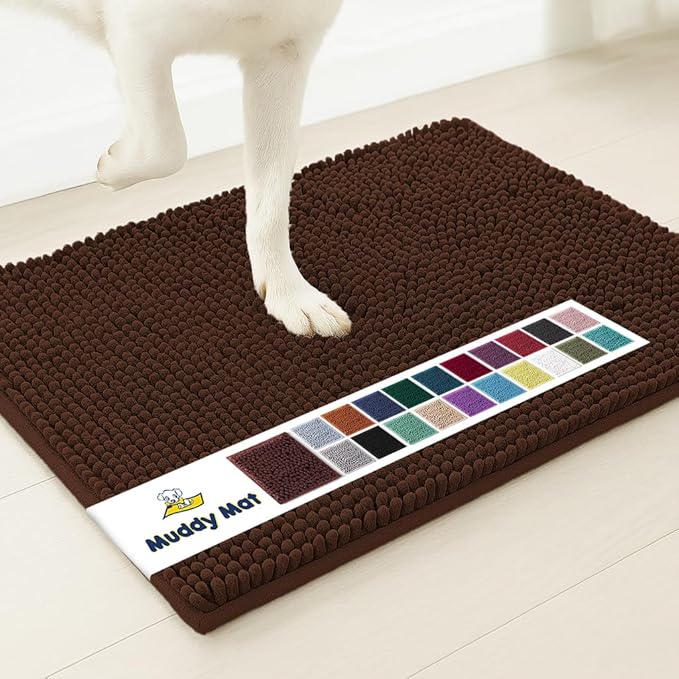 Muddy Mat® | Super Absorbent Door Mat Indoor, Microfiber Quick Dry Chenille Entryway Rug, Non-Slip Front Door Mat, Indoor Mats for Entryway, Machine Washable Pet Rug, Brown 24"x36"