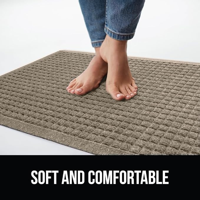 GORILLA GRIP® Ultra Absorbent Front Door Mat Outside Entrance, 47x35, Traps Dirt and Moisture, HydroABSORB Indoor Outdoor Doormat Holds Up to 6 Cups Water, Stain and Fade Resistant Welcome Mat, Beige