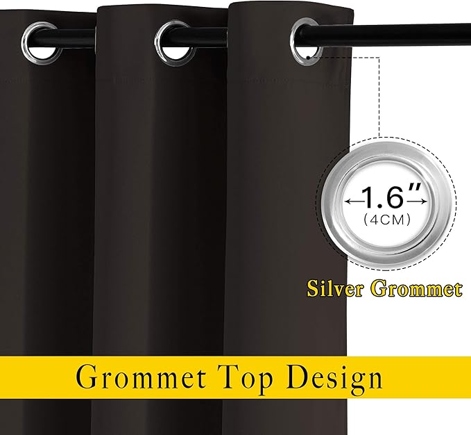 NICETOWN Bedroom Blackout Curtains and Drapes - Energy Smart Thermal Insulated Solid Grommet Blackout Draperies for Living Room (2 Panels, 52 inches x 72 inches, Toffee Brown)