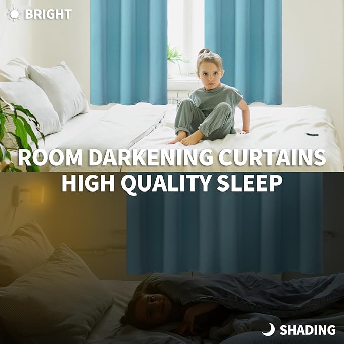 BGment Blackout Curtains - Grommet Thermal Insulated Room Darkening Bedroom and Living Room Curtains, Set of 2 Panels (70 x 84 Inch, Aqua)