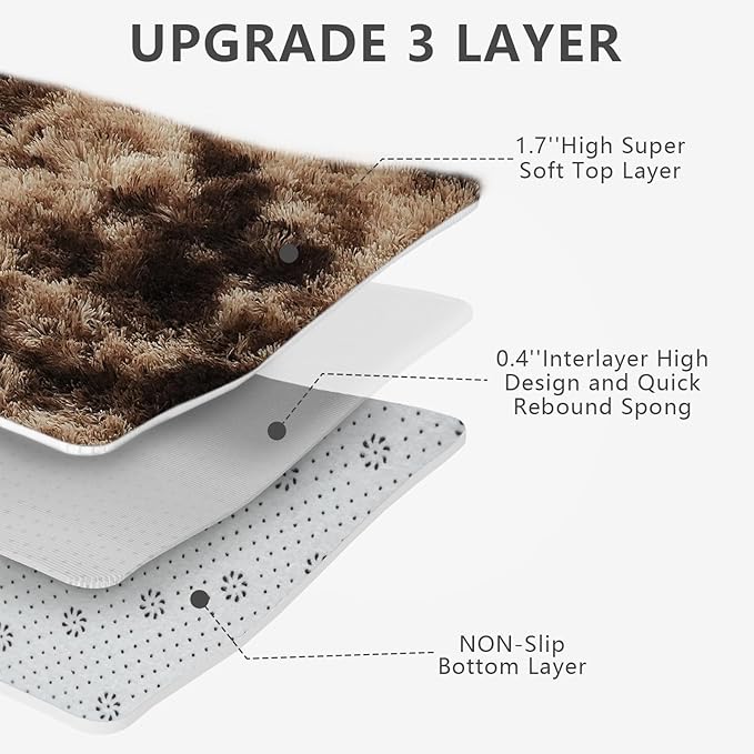 Shag Area Rugs for Bedroom Living Room,6X9Ultra Soft Fluffy Area Rugs for Dorm,Indoor Carpet Nursery Rugs for Kids Girls Room Home Decor, Mottling Brown
