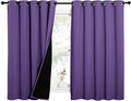 NICETOWN 100% Blackout Curtains with Black Liners, Thermal Insulated Full Blackout 2-Layer Lined Drapes, Energy Efficiency Window Draperies for Bedroom (Lilac Purple, 2 Panels, 62-inch W by 63-inch L)