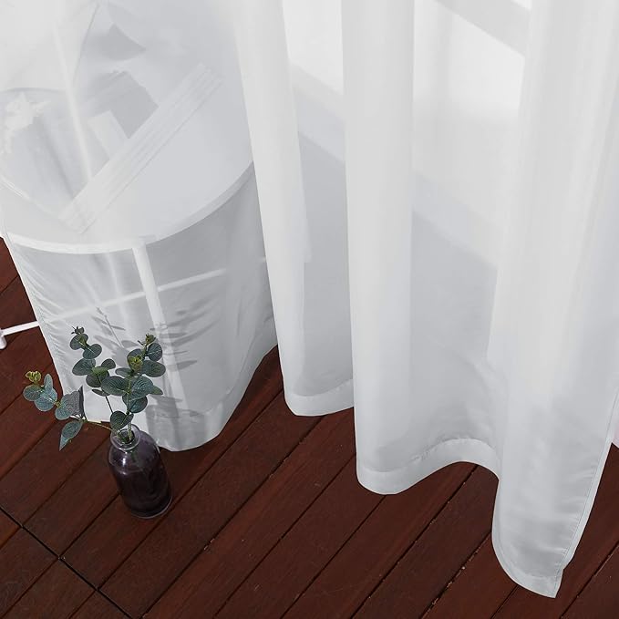 NICETOWN Bedroom Sheer Curtains Light Gray with Casual Style, Grommet Top Lightweight Voile Textured Window Curtains Light and Airy Drapes for Porch/Living Room, 70" W x 84" L, Set of 2