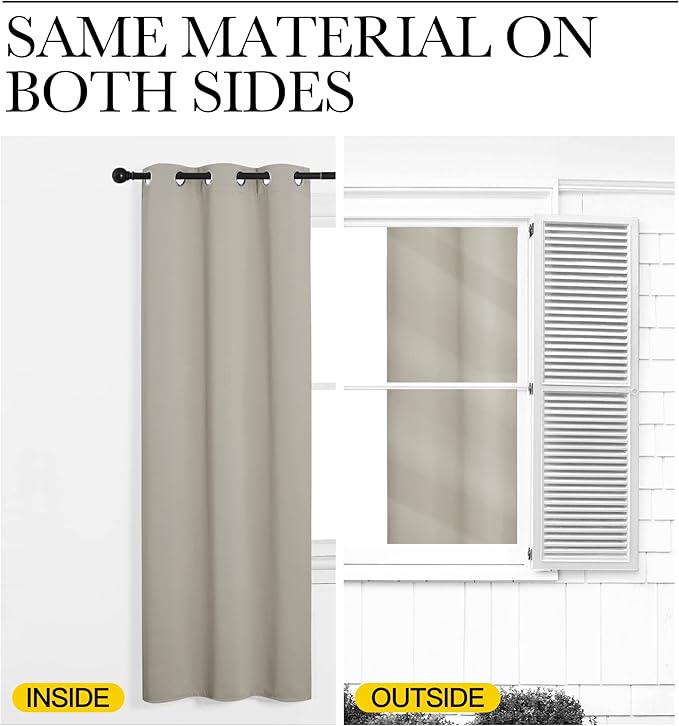 NICETOWN Room Darkening Short Curtain Panels for Cafe, Thermal Insulated Grommet Room Darkening Draperies/Drapes for Window (Natural, 2 Panels, W34 x L45 -inch)