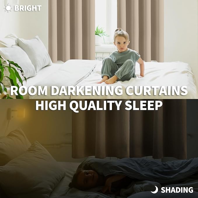 BGment Blackout Curtains - Grommet Thermal Insulated Room Darkening Bedroom and Living Room Curtains, Set of 2 Panels (52 x 54 Inch, Sand)