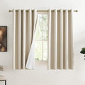 NICETOWN Full Shade Curtain Panels, 62 x 63 inch, Beige, Pair of Energy Smart & Noise Blocking Out Blackout Drapes for Dining Room Window, Thermal Insulated Guest Room Lined Window Dressing