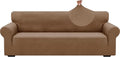 ZNSAYOTX 1 Piece Jacquard Couch Covers for 3 Cushion Couch High Stretch Sofa Cover for Pets Dogs Anti Slip Extra Large Sofa Slipcovers Furniture Protector (X-Large,New Pattern Light Coffee)