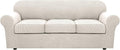 H.VERSAILTEX 4 Piece Stretch Couch Covers for 3 Cushion Couch Sofa Furniture Slipcovers Feature Upgraded Thicker Jacquard Fabric (Sofa, Ivory)