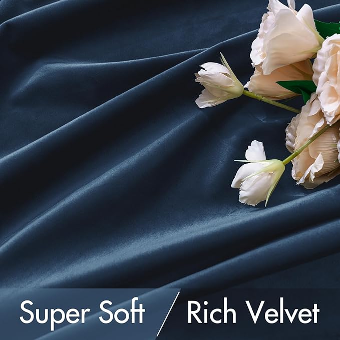 MIULEE Velvet Curtains 108 inches - Luxury Blackout Curtains for Bedroom Living Room Thermal Insulated Super Soft Window Drapes Rod Pocket & Back Tab, Navy Blue, W52 x L108 inches, 2 Panels