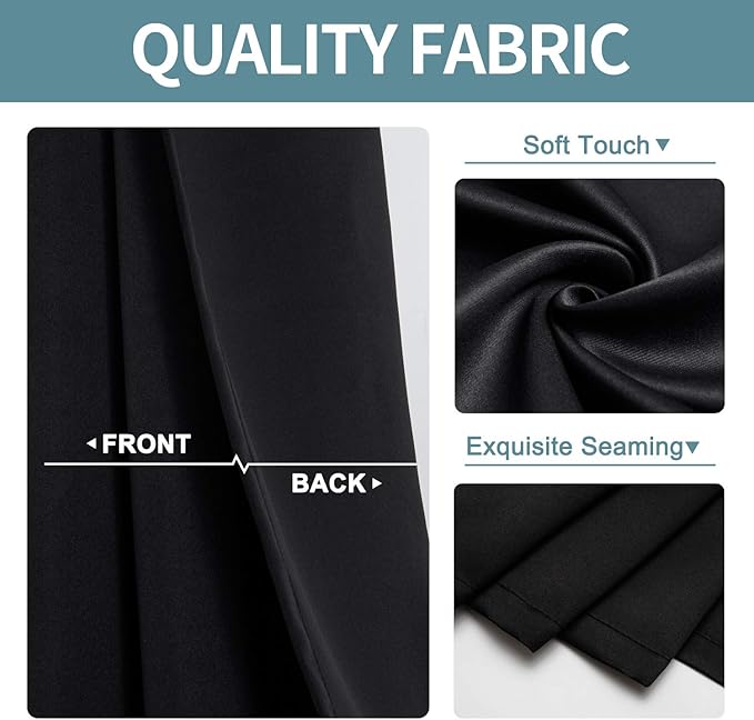 ChrisDowa Grommet Blackout Curtains for Bedroom and Living Room - 2 Panels Set Thermal Insulated Room Darkening Curtains (Black, 52W x 95L)