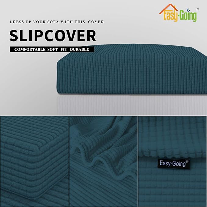 Easy-Going Stretch Cushion Cover Sofa Cushion Furniture Protector Sofa Seat Sofa slipcover Sofa Cover Soft Flexibility with Elastic Bottom(Oversized Sofa Cushion,Deep Teal)