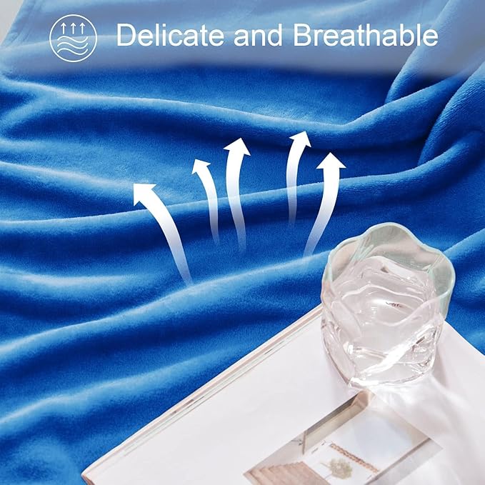 Exclusivo Mezcla Fleece Blanket Twin Size for Bed, Super Soft and Warm, All Season, Cozy, Plush, Lightweight, 90x66 Inches, Cobalt Blue
