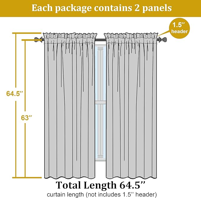 OWENIE Sheer Lime Curtains for Bedroom Living Room 63 Inch Length 2 Panels Set, Modern Soft Solid Light Filtering Sheer Curtains for Dining Room, Rod Pocket Window Treatments, Lime, 42" Wx63 L