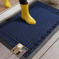 GORILLA GRIP 100% Waterproof All-Season WeatherMAX Doormat 35x23, US Designed Natural Rubber, Stain and Fade Resistant, Low Profile Indoor Outdoor Door Mats, Easy Clean Patio Mat, Navy Greek Keys