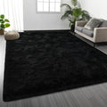 Large Shag Area Rugs 9 x 12, Plush Fuzzy Rugs for Living Room, Ultra Soft Fluffy Furry Rug for Bedroom, Indoor Carpet Nursery Rugs for Kids Room Home Decor, Black