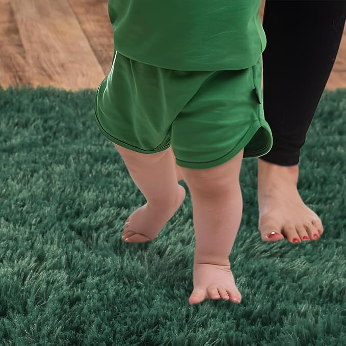 Soft Runner Rugs for Bedroom Hallways, 2 Packs 2x6 Green Fluffy Shag Throw Area Rug Non Slip for Bedside Dorm, Long Shaggy Furry Carpet for Nursery Living Room