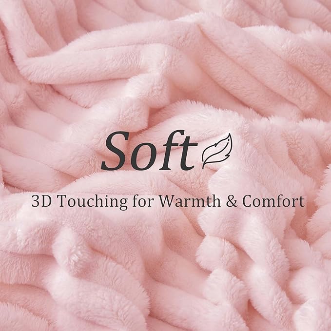 BEDELITE Fleece Pink Throw Blanket for Couch - 300GSM Soft & Warm Valentines Blanket Gifts for Women Girls, Decorative Spring Pink Blankets for Home, 50"x60"