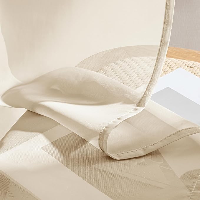 MIULEE Butter Cream Sheer Curtains 108 Inches Long, 4 Panels Set, Rod Pocket Voile Drapes Light Filtering and Semi Transparent, Elegant Window Treatments for Bedroom Living Room,54 x 108 Inches