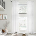 Nanspring Linen White Curtains 2 Panels Set Back Tab Light Filtering Semi Sheer Drape Extra Long for Living Room Modern Farmhouse Decor Linen Textured Curtain for Floor to Ceiling Window 52x228